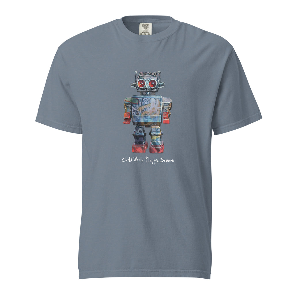 Mike Moss Cold World Plastic Dream robot Al t shirt blue jean front
