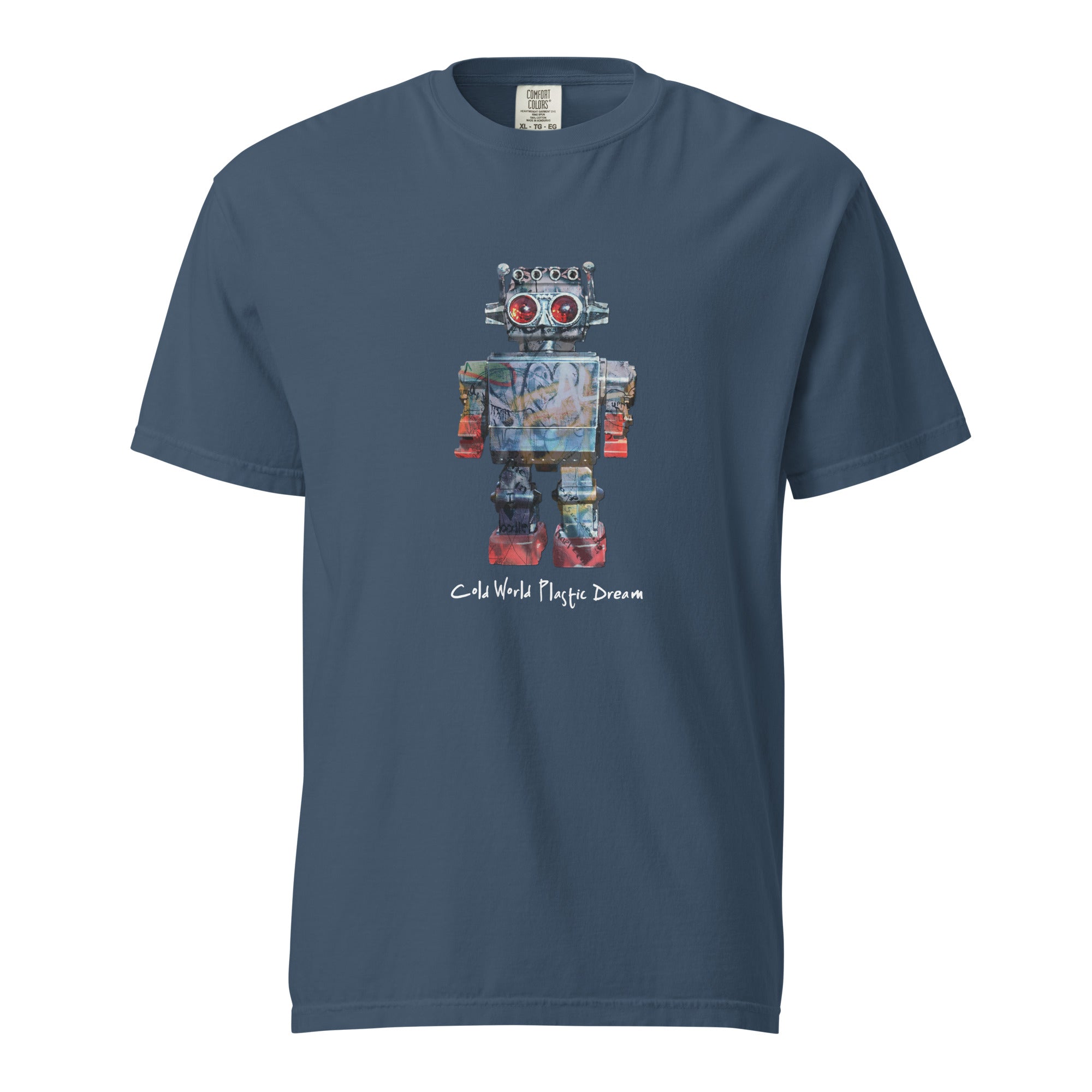 Mike Moss Cold World Plastic Dream robot Al t shirt midnight front