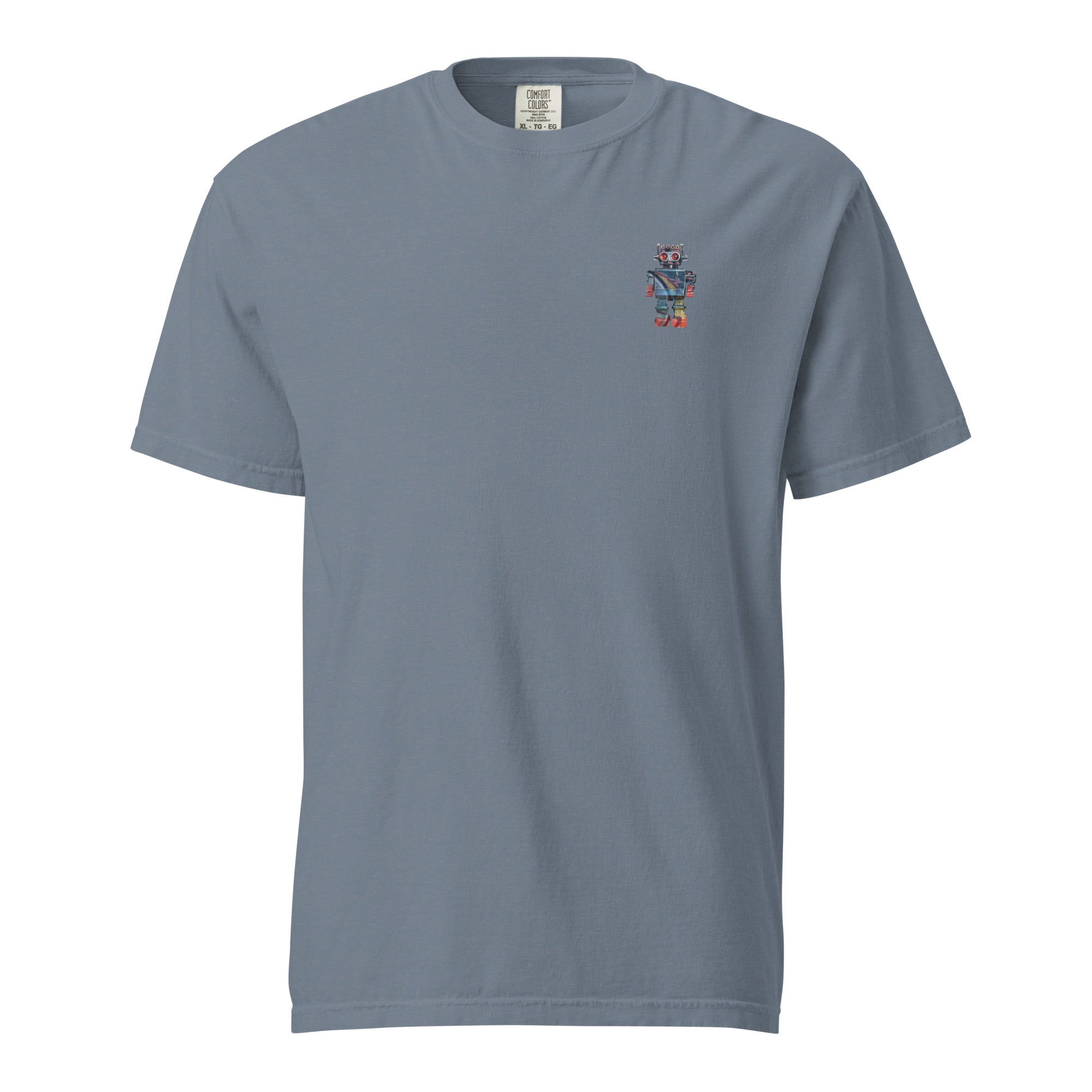 Mike Moss Cold World Plastic Dream robot Groo t shirt blue jean front