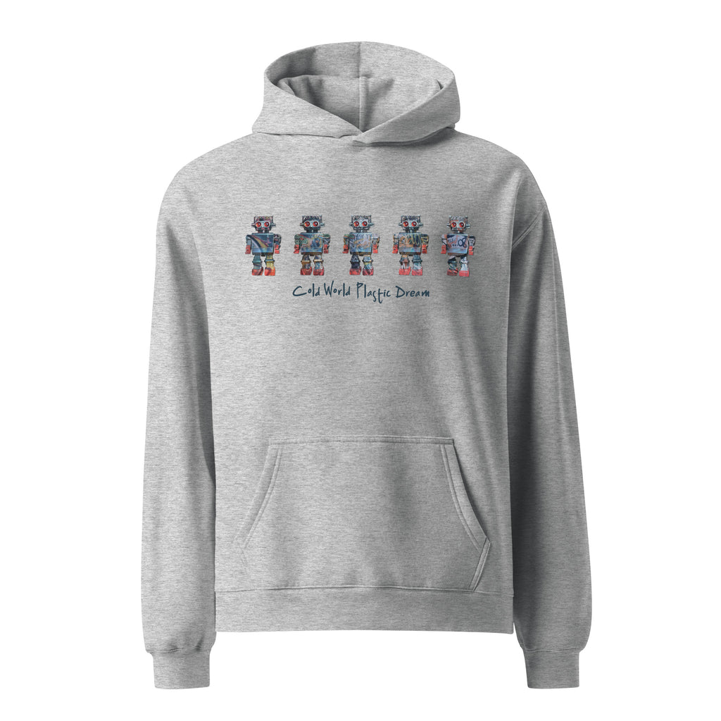 Mike Moss Cold World Plastic Dream Robot Series hoodie athletic heather front