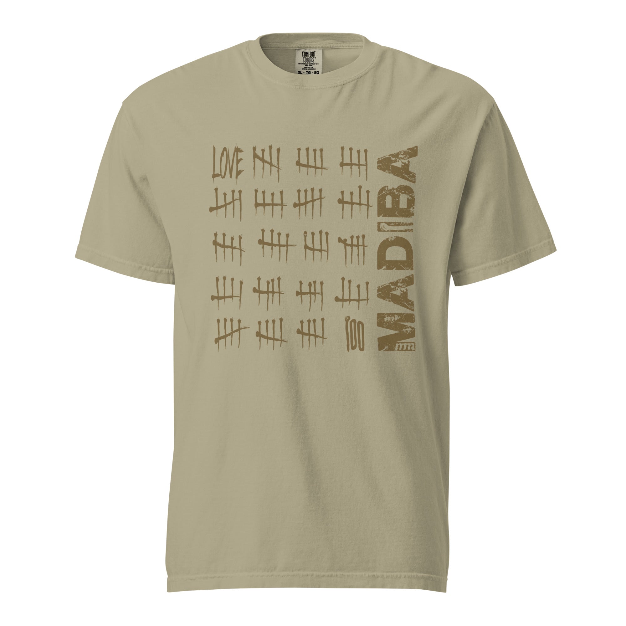 Mike Moss Madiba t shirt khaki front graphic