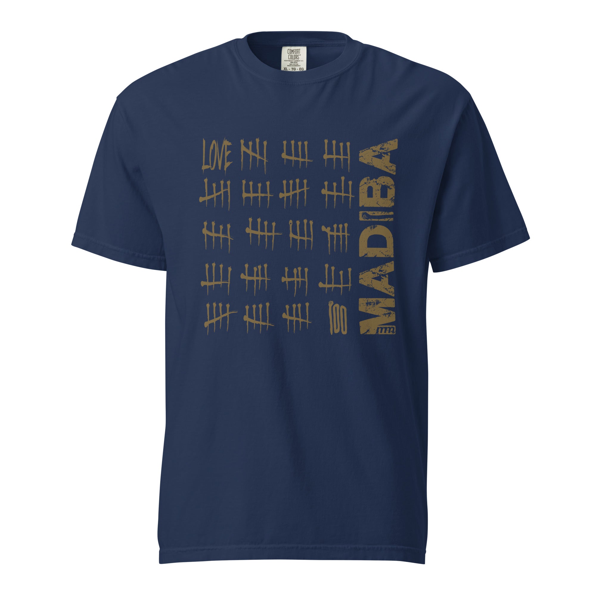 Mike Moss Madiba t shirt navy front graphic